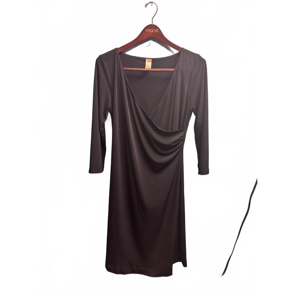 LEL Long Elegant Legs Size L Women's Black Long Sleeve Wrap Dress